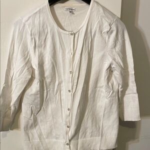 Croft & Barrow White 3/4 Sleeve Button Down Top